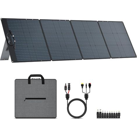 Panneau Solaire Portable 200 W Chargeur Solaire Pliable Monocristallin ETFE Efficacité de Conversion 23% avec Sortie MC4, Étanche pour Station Alimentation, Randonnée, Camping, Hors-réseau (1/5)