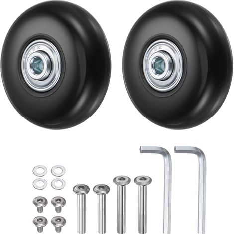 Roues de rechange pour valise, kit de réparation avec roulements pivotants en caoutchouc de 60x18 mm - inclut 2 roues avec roulements en PU, rondelles, clés et vis d’essieu pour chariot à (1/5)