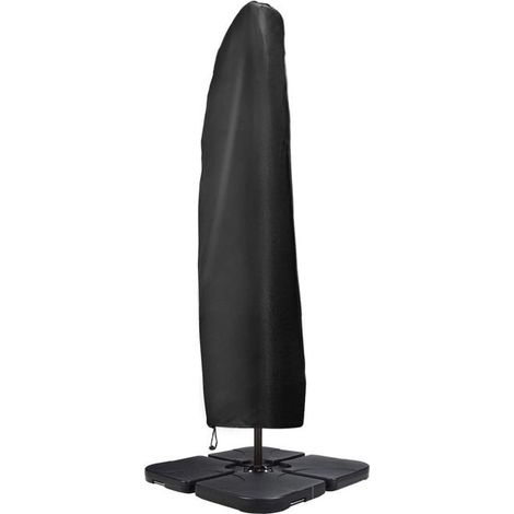 Housse Parasol Déporté 3x3 - Bâche de Protection Imperméable Anti-UV - 420D Tissu Oxford - 265x40x70x50cm - Noir (1/4)