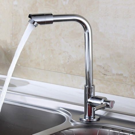 Robinet De Cuisine - Acier Inoxydable - Monotrou - 360° Rotation - Pour Évier Cuisine Extérieure Et Bar - 1 Pièce (1/2)