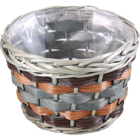 Cache-pot en osier gris, diam. 24 x 16 cm (lot de 5)