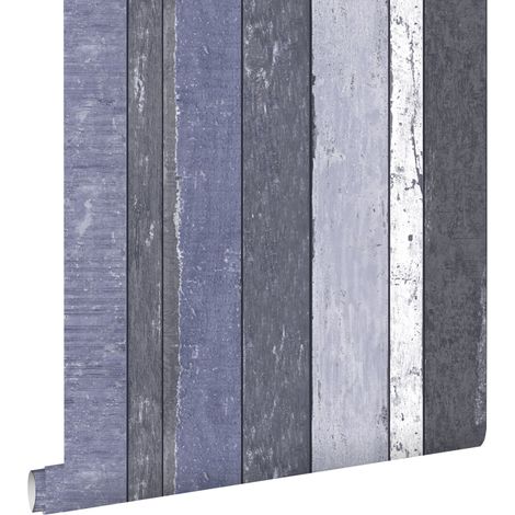 papier peint imitation bois bleu  - ESTAhome