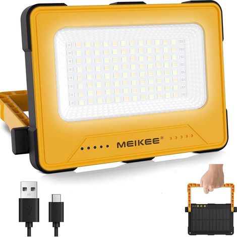 Lampe LED Rechargeable, Projecteur led 60W Super Brillante Portable 12000mAh Chargée avec USB et Solaire, 16 Modes Lumière de Travail Magnétique Lanterne pour Camping Chantier Garage Atelier (1/5)