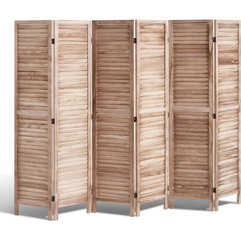 Cloison de Séparation en Bois, Séparateur de Pièce Pliable à 6 Panneaux, Paravent de Confidentialité à Volet 170 cm de Haut, pour Séparation de Pièce, Intérieur, Bureau, Restaurant et Chambre (1/5)