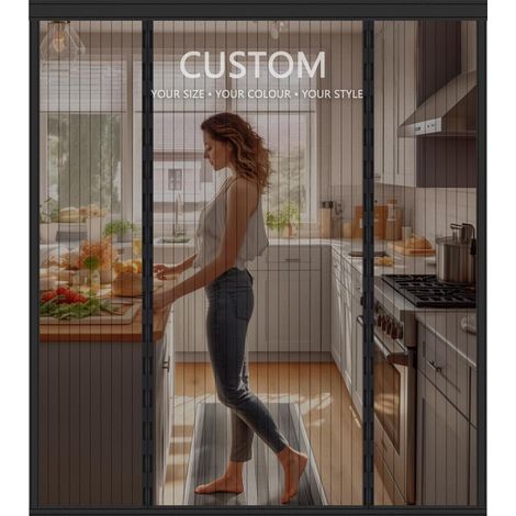 Moustiquaire Porte sur Mesure – Rideau Magnétique Personnalisable pour Porte Fenêtre, Baie Coulissante et Porte d'Entrée – Anti-Moustiques et Insectes – Sans Perçage, Installation Facile (1/5)