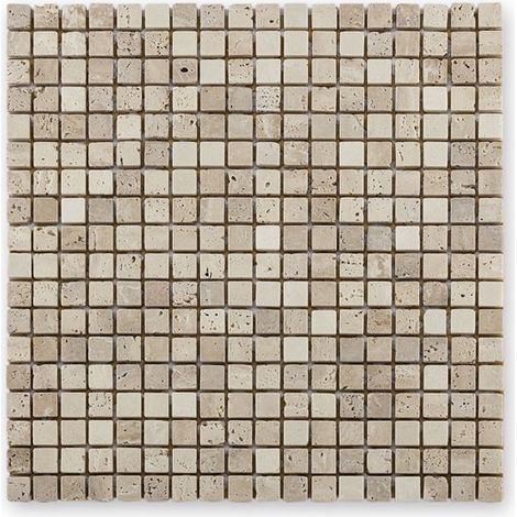 Mosaïque en marbre et travertin 30.5x30.5cm – Finition beige – Pour pose intérieure – Vente à l'unité – Barwolf