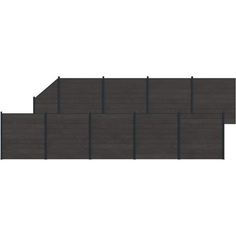 Panel de valla 10 pcs WPC y Aluminio Negro vidaXL