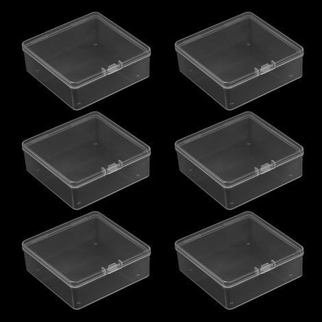 Lot de 6 boîtes de rangement transparentes en plastique avec couvercle, pour perles, cartes et autres accessoires de loisirs créatifs. (1/5)