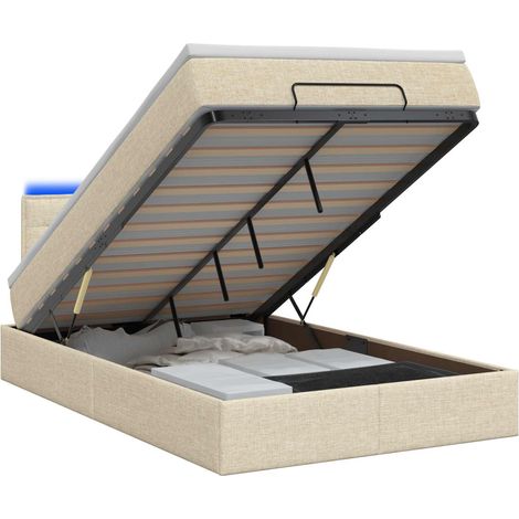 Maison Exclusive - Lit coffre avec matelas et LED Crème 120 x 200 cm Tissu (1/5)