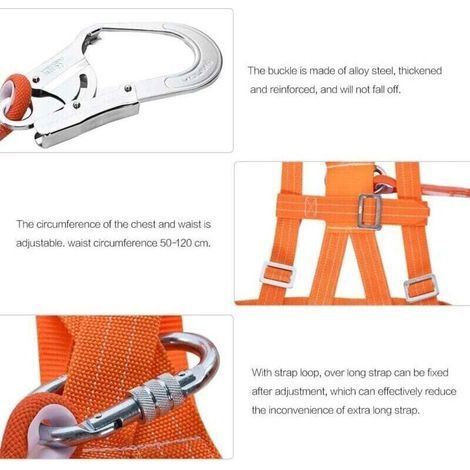 Kits de harnais de sécurité, harnais de sécurité antichute harnais pleine hauteur harnais de protection contre les chutes travail aérien protection contre les chutes harnais(Grande boucle 3 m) (1/4)
