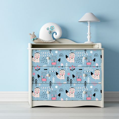 Sticker meuble pour enfant renards scandinaves 60 x 90 cm (1/5)