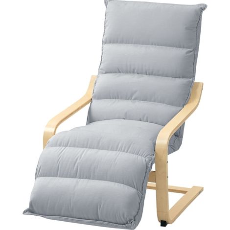 Sillón relax efecto terciopelo, gris claro, reposapiés regulable (1/5)