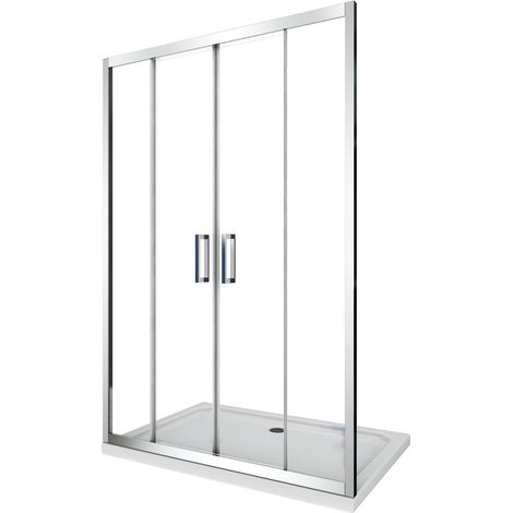 Giorgy – Porte de douche 6 mm pour niche – Ouverture centrale coulissante – H.190 cm, largeur ajustable 168-173 cm – Traitement anti-calcaire