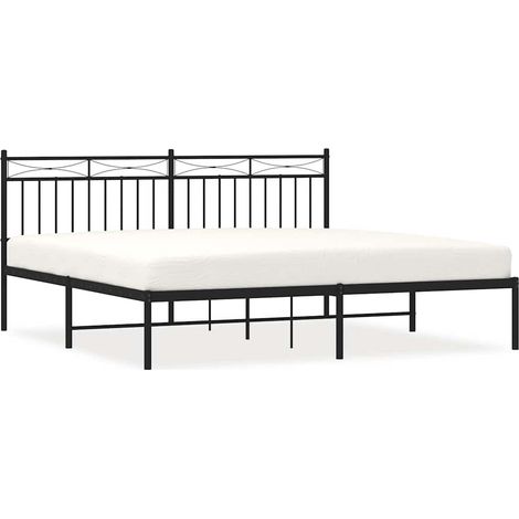 Maison Exclusive - Cadre de lit mĂ©tal sans matelas avec tĂȘte de lit noir 183x213cm (1/5)