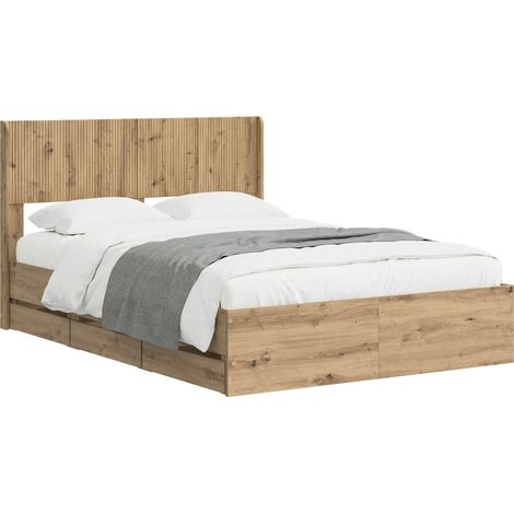 Bed Frame with Storage and Headboard Artisan Oak 120 x 200 cm vidaXL (1/5)