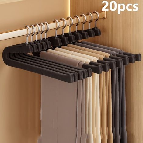 Ensemble de 20 cintres antidérapants pour pantalons – Design en Z pour un gain de place – Matière velours – Ne laisse aucune trace et durable – Idéal pour les pantalons, les pantalons habillés et les