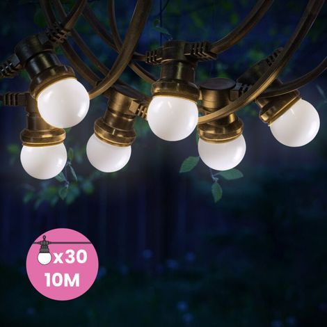 Guirlande Guinguette 10M Blanc IP65 - Guirlande Lumineuse Extérieur 30 Bulbes - Guirlande Exterieure Etanche pour Décoration de Jardin. Maison et Façade (1/5)