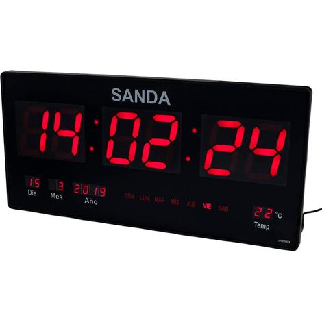 SD-4131 Große digitale Wanduhr Rote LED Kalender Thermometer Netzteil Hohe Präzision 45 x 21,5 x 3 cm Gewicht 1,1 kg (1/5)