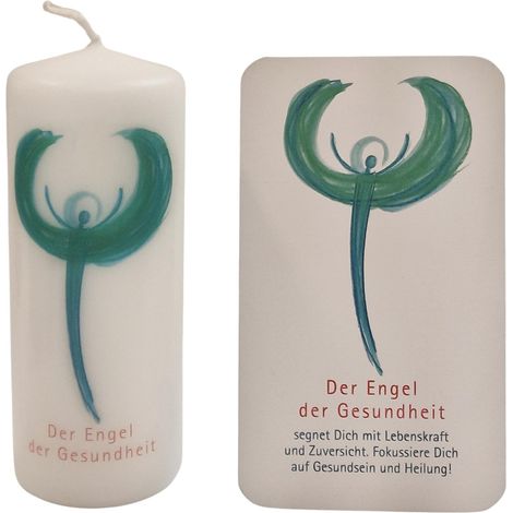 Bonne rétablissement : ange de guérison - Bougie ange avec carte d'ange verte et blanche comme petit cadeau pour les malades et les patients à l'hôpital ou à la maison (1/4)