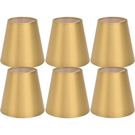 SJLERST 6 pièces E14 abat-jour tissu abat-jour lampe de Table plafonnier abat-jour pour chambre salon or PX153 (1/5)