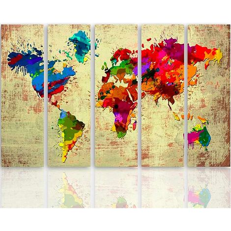 Tableau couleur carte du monde 2 - 150 x 100 cm (1/5)