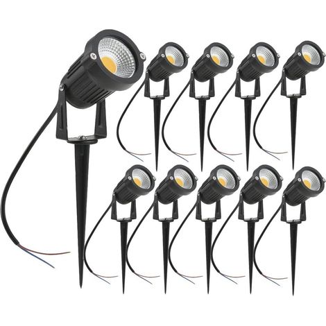 Lot de 10 spots LED COB 5W 220V pour jardin, avec piquet, pour éclairage extérieur de jardin ou terrasse. (1/5)