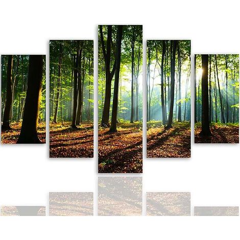 Tableau les rayons du soleil dans la forêt - 200 x 100 cm (1/5)