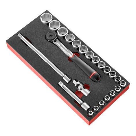 Facom – Jeu de douilles 1/2" carré 23 pièces – Pour visser et dévisser – Extensions, cliquet, douilles, cardan – Compatible avec outils standards