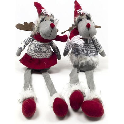 Coppia Renne Sedute Fermaporta Decorativi Con Gambe Molli Altezza 41 cm (1/4)