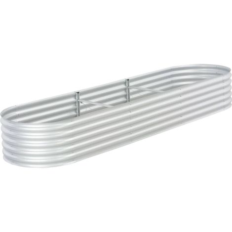 Macetero elevado plantas flores jardín 320 x 80 x 44 cm acero galvanizado plateado 020001045 (1/5)