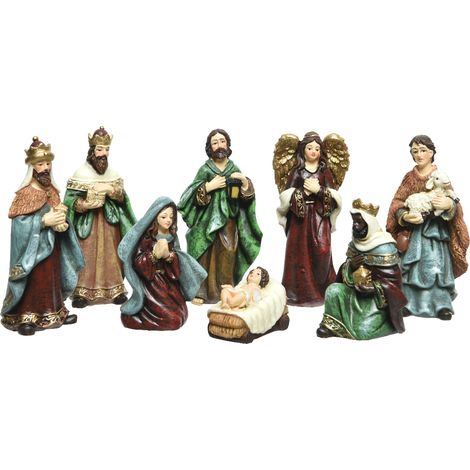 Set di natività in poliresina con di 8 figure H 9 cm