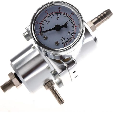 Einstellbarer universeller Kraftstoffdruckregler für Autos mit Manometer, silber (1/5)