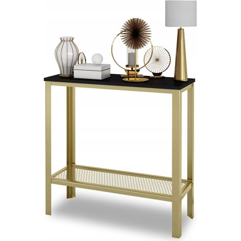 Consolle imbullonata con ripiano a rete, soppalco, corridoio, oro+nero, MiniPearl (1/4)