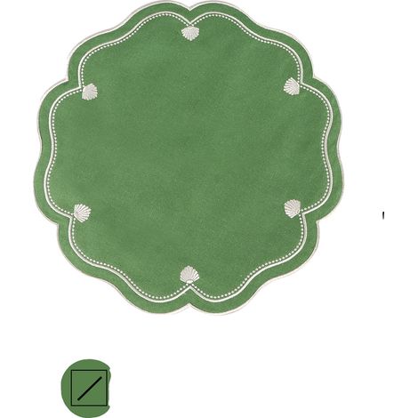 Tovaglioli di stoffa in cotone riutilizzabili, design artigianale, verde Y (1/2)