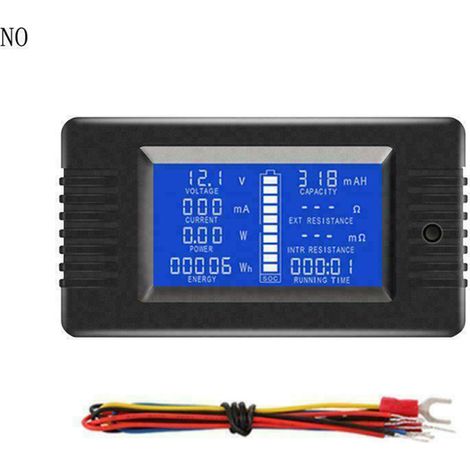 Multímetro digital LCD con visualización de corriente y voltaje, indicador de energía solar, amperímetro, voltímetro y monitor de batería. (1/5)