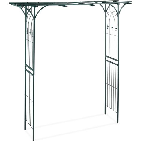 Arco per rose design rettangolare da giardino per piante rampicanti e panchina comfort 200 x 100 x 50 cm in acciaio nero 130004993