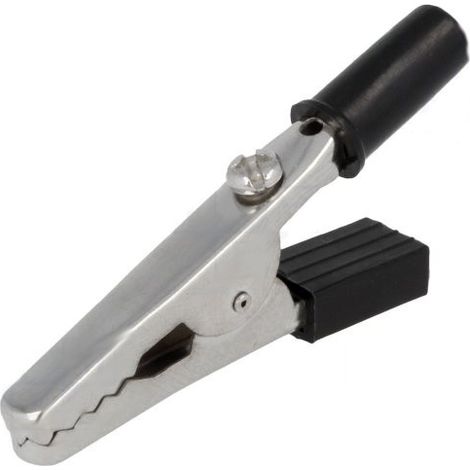 Pince crocodile pré-isolée 55mm Banane 4mm NOIR