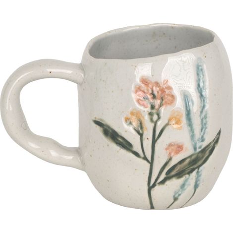 Bohemian Blumentasse, Steinguttasse für Kaffee oder Tee, originelles Geschenk für Deko-Liebhaber, Zuhause und Büro