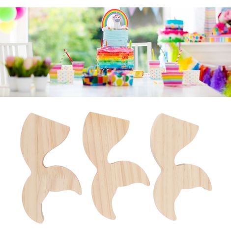 Lot de 3 blocs de bois en forme de queue de poisson, pendentifs décoratifs en forme de queue de baleine, jouets en bois pour enfants, objets artisanaux et ornements. (1/5)