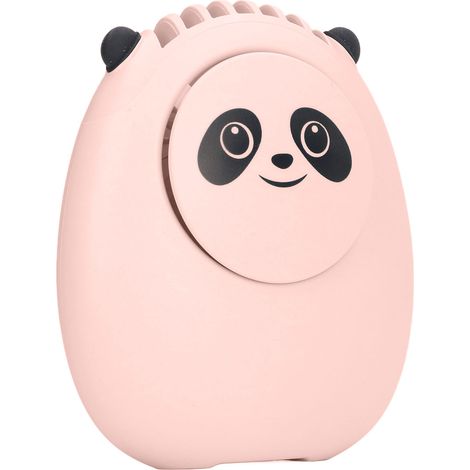 Ventilateur de cou portable, motif ours mignon, trois vitesses de ventilation, rechargeable par USB, mini ventilateur silencieux sans pales avec cordon, idéal pour les voyages et le bureau. Rose. (1/5)