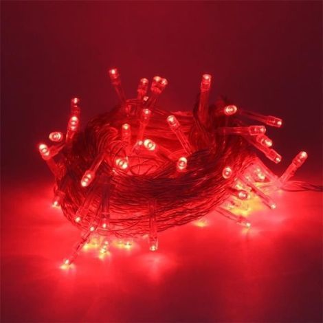 Guirlandes LED Lumières 10M 100 LEDs avec 8 Modes pour Mariage,Anniversaire,Sapin de Noël,Déco extérieur et intérieur rouge (1/4)