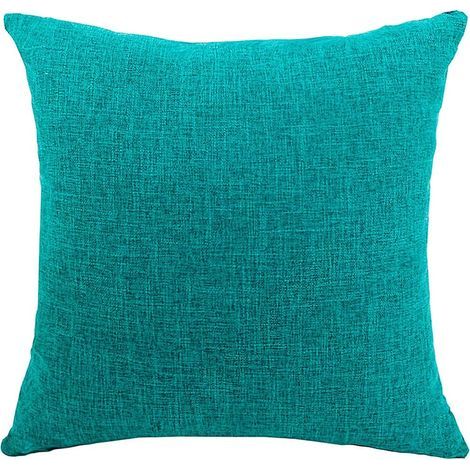 Housses de Coussin Coton Lin en Couleur Unie Throw Pillow Case Chambre Salon Sofa Décoration de Maison Carré Taie d'oreiller Invisible Fermeture à glissière Bleu Paon 40X60CM (1/5)