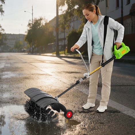 Balayeuse-souffleuse électrique 7 000–9 000 tr/min, balayeuse-souffleuse portable pour pelouse, équipée de roues, adaptée au déneigement des rues, des chemins agricoles et des allées (1/5)
