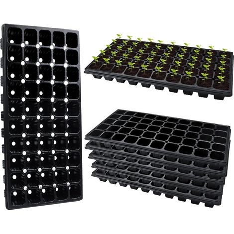 5 vassoi per semina in plastica da 50 celle, vassoi per la germinazione di semi da orto, vassoi di coltivazione con fori di drenaggio per ortaggi, frutta, fiori ed erbe aromatiche.
