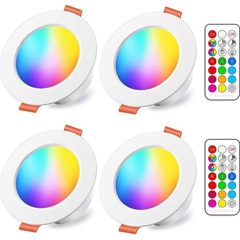 Dimmbarer 10-W-RGB-LED-Einbaustrahler – 800 Lumen – Farbwiedergabeindex (CRI)  85 – 12 Beleuchtungsmodi – 4er-Pack – Einfache Installation