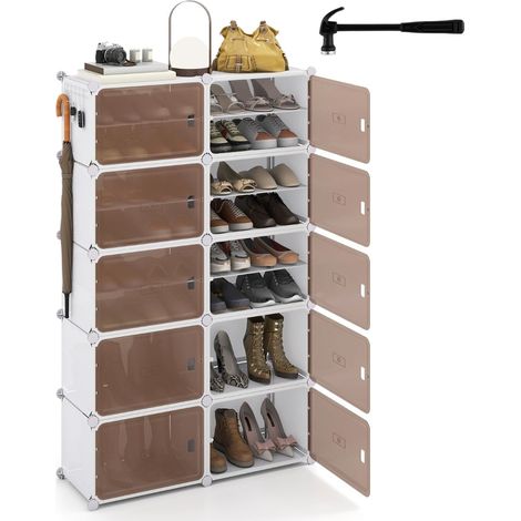 Schuhregal mit 10 Ebenen und verstellbaren Ablagen für 40 Paar Schuhe