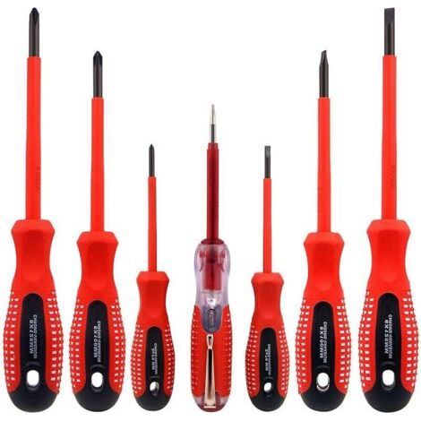 7-Piece 1000V Insulated Screwdriver Set, Premium CR-V Steel with Magnetic Black Oxide Bits and Non-Slip TPR Handle (1/3)