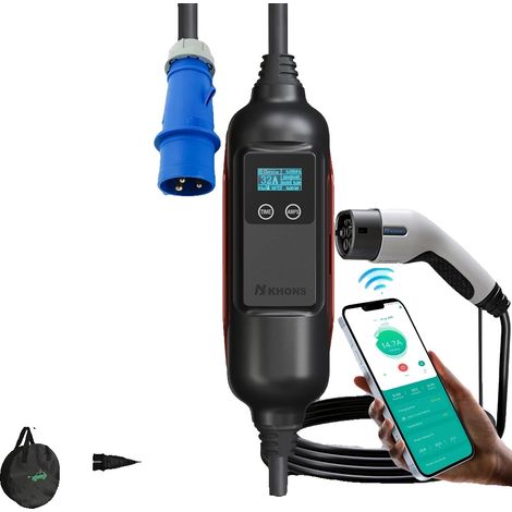 Chargeur Portable EV, 7KW de Puissance, Courant Ajustable, Adaptateur 7KW et 16A, TYPE2-a (1/2)
