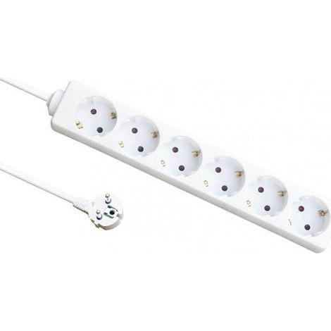 Multiprise 6 Prises avec câble de 1,5 m, 3 Gx1,5 mm en cuivre, idéal pour Charger Plusieurs appareils simultanément. Puissance maximale de 3500 W, sûre et Efficace.