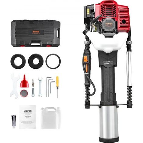 Enfonce-pieux à Essence, 52 cc, Pilon de Poteau de Clôture en T à 2 Temps Portable, 1400 W, avec 3 Têtes d'Enfoncement 49/69/100 mm, pour Clôtures de Fermes, de Ranchs, Améliorations Routières (1/4)